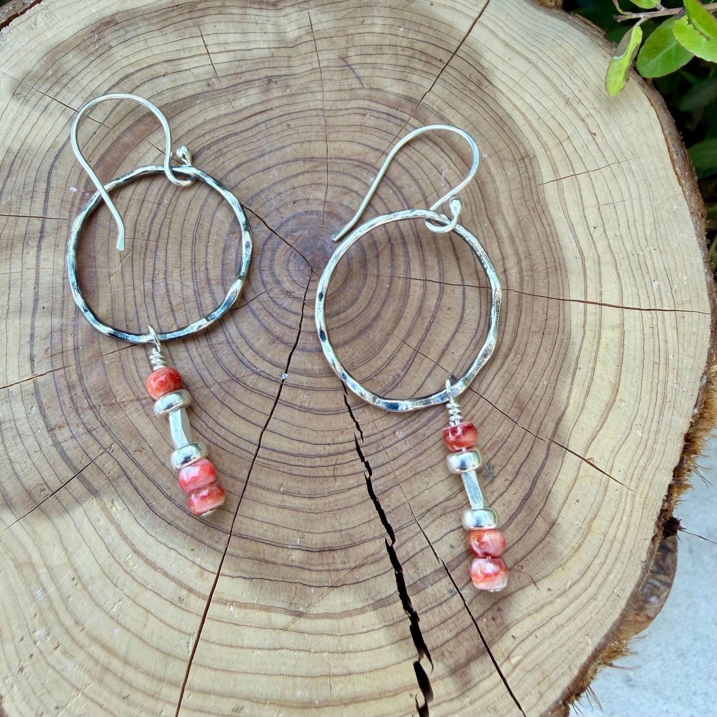 Spiny Oyster Circle Earrings • Sterling Silver • Southwestern Jewelry