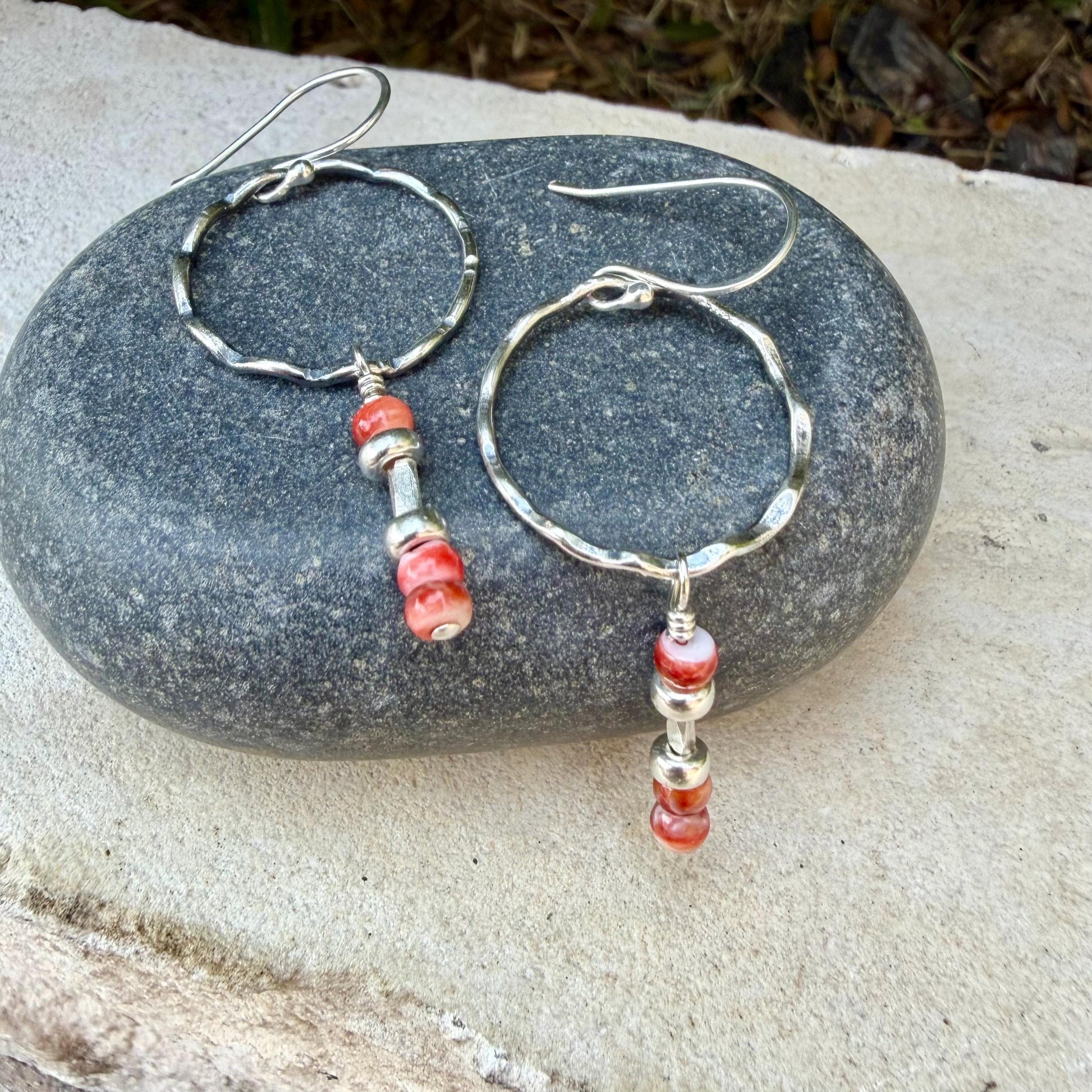 Spiny Oyster Circle Earrings • Sterling Silver • Southwestern Jewelry