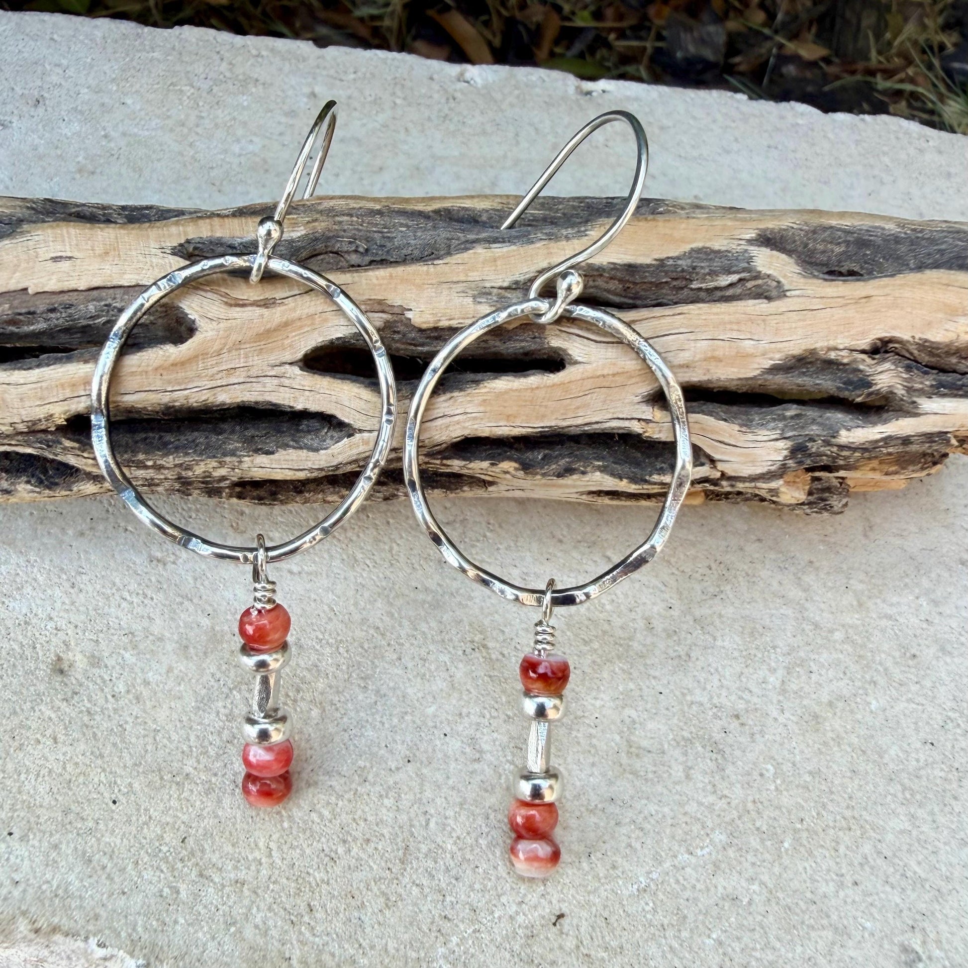 Spiny Oyster Circle Earrings • Sterling Silver • Southwestern Jewelry