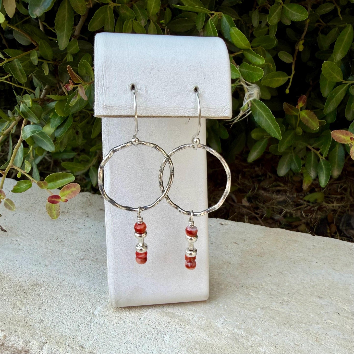 Spiny Oyster Circle Earrings • Sterling Silver • Southwestern Jewelry