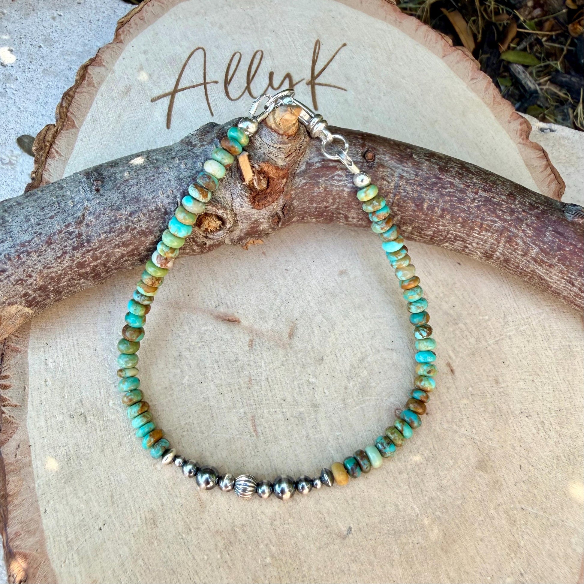 Green Turquoise & Desert Pearl Anklet • Dainty Southwestern Boho Jewelry