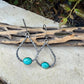 Turquoise Sterling Silver Teardrop Dangle Earrings • Rustic Southwestern Twist Wire