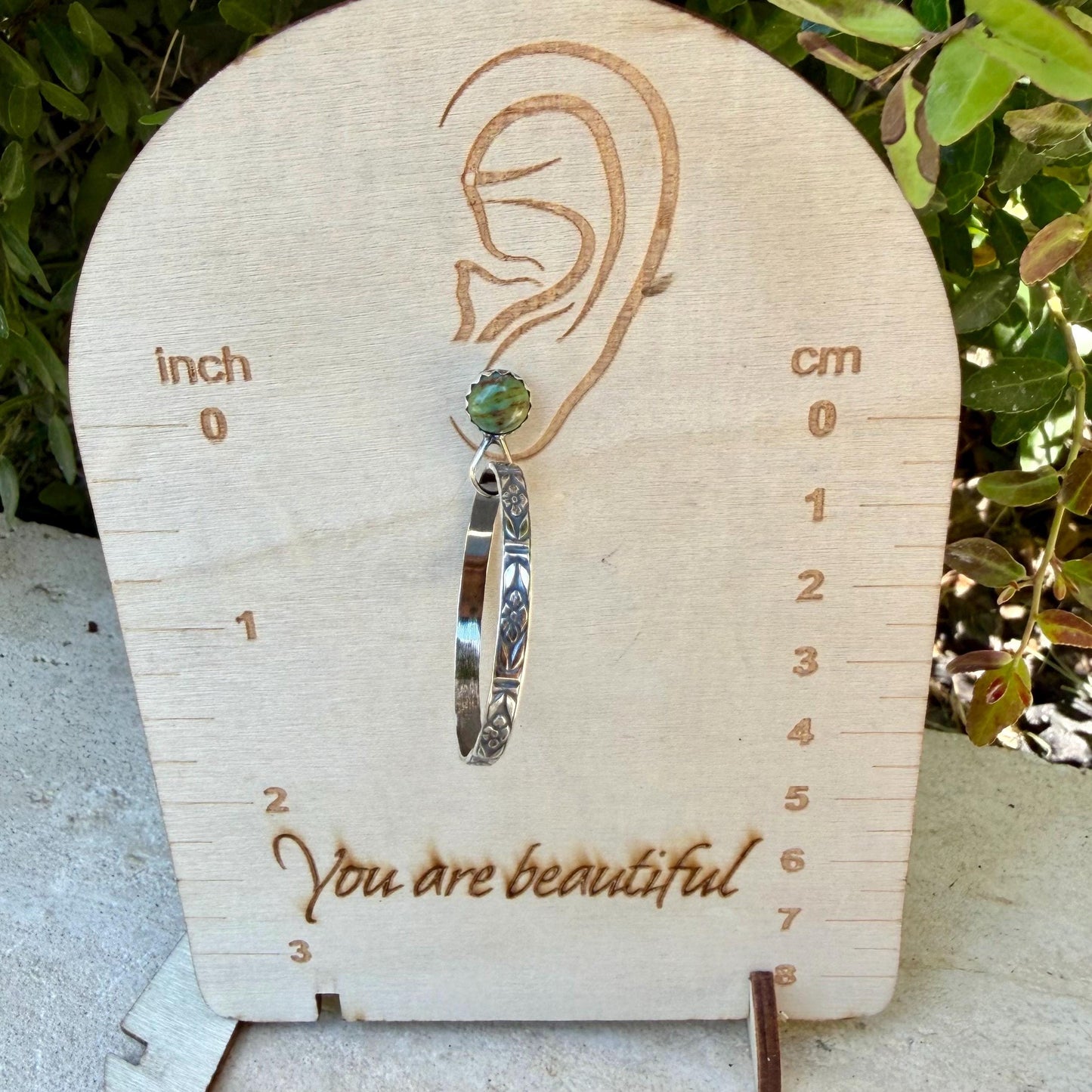 Turquoise Sterling Silver Butterfly‑Floral Hoop Earrings • 6mm Kingman Turquoise • Custom Colors