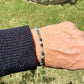 Blue Tourmaline Cube Bracelet • 4mm Stones • Bali Silver Accents