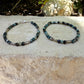 Blue Tourmaline Cube Bracelet • 4mm Stones • Bali Silver Accents