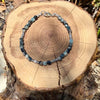 Blue Tourmaline Cube Bracelet • 4mm Stones • Bali Silver Accents