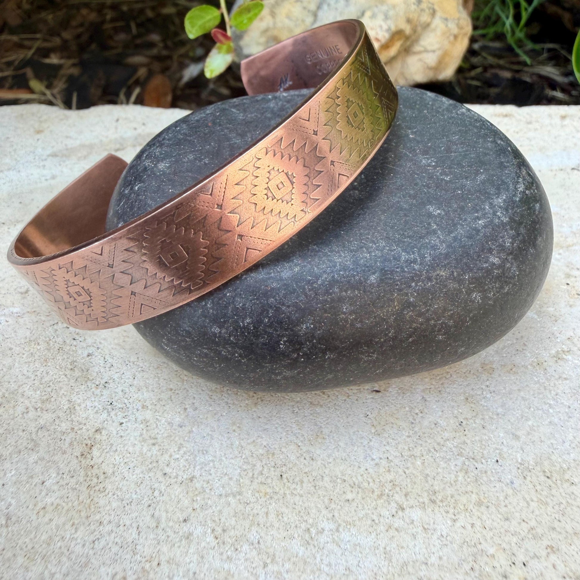 Southwest Copper Embossed Cuff • Raw Copper Bracelet • Hand‑Forged Western Jewelry