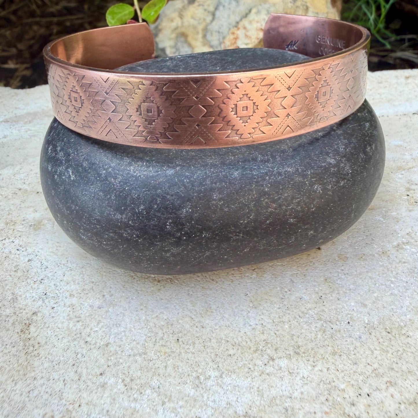 Southwest Copper Embossed Cuff • Raw Copper Bracelet • Hand‑Forged Western Jewelry