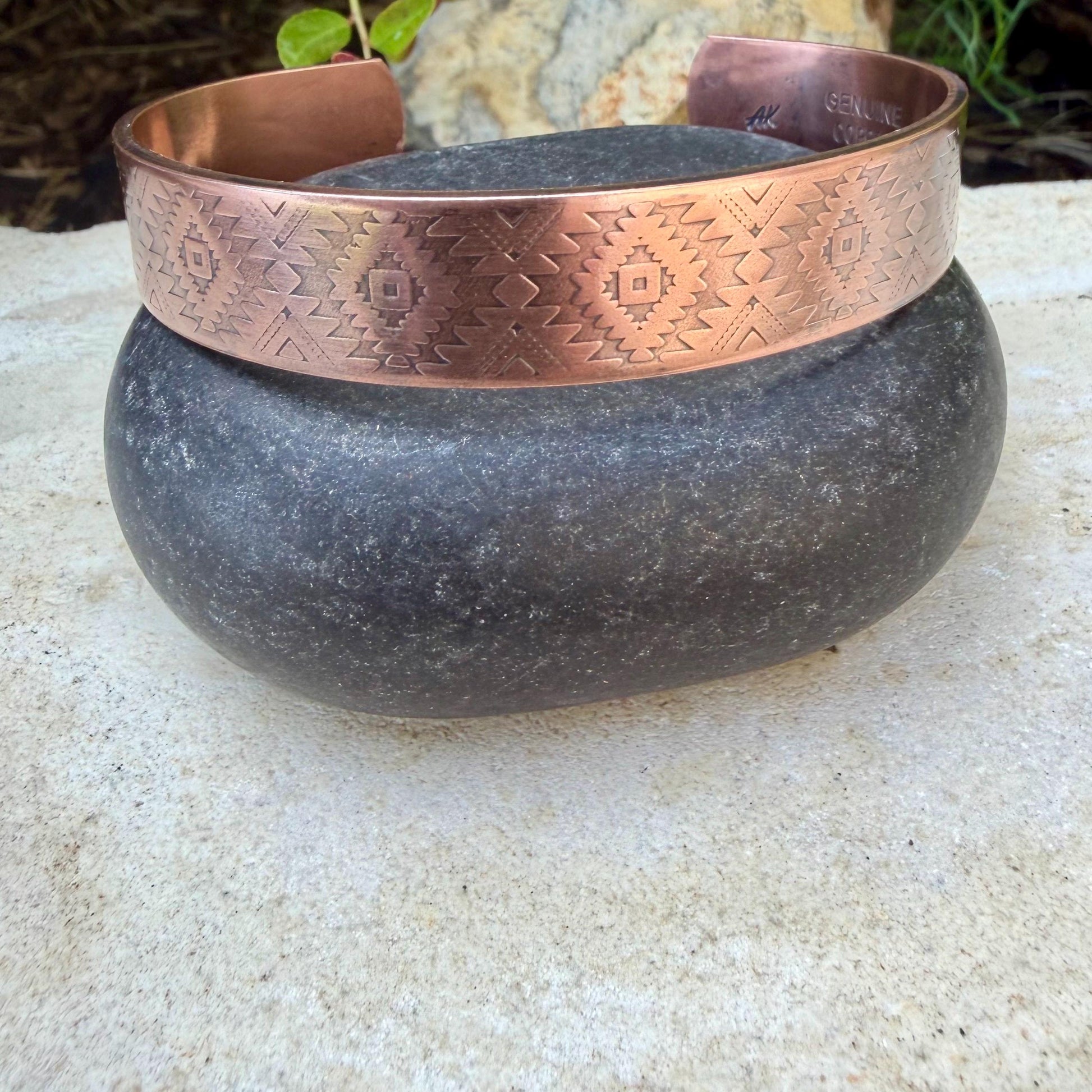 Southwest Copper Embossed Cuff • Raw Copper Bracelet • Hand‑Forged Western Jewelry