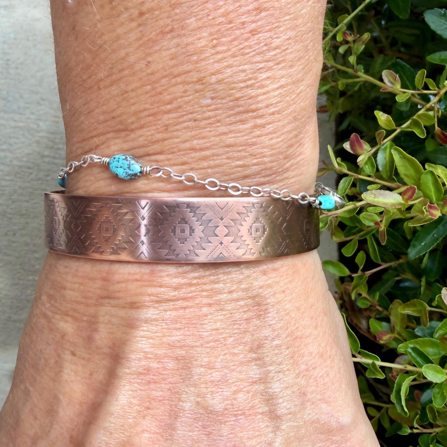 Southwest Copper Embossed Cuff • Raw Copper Bracelet • Hand‑Forged Western Jewelry