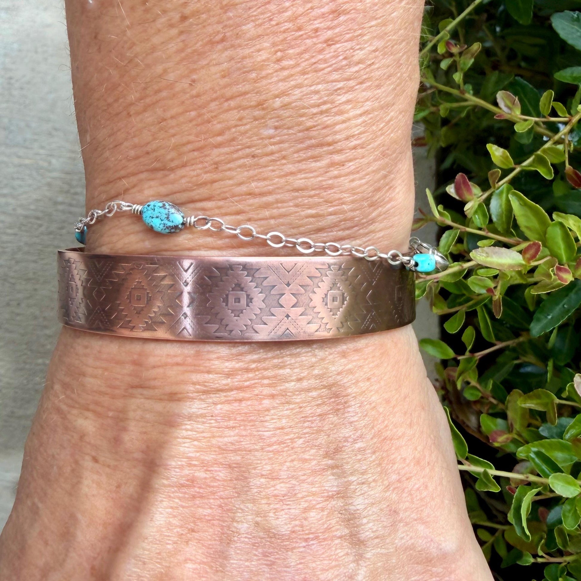 Southwest Copper Embossed Cuff • Raw Copper Bracelet • Hand‑Forged Western Jewelry