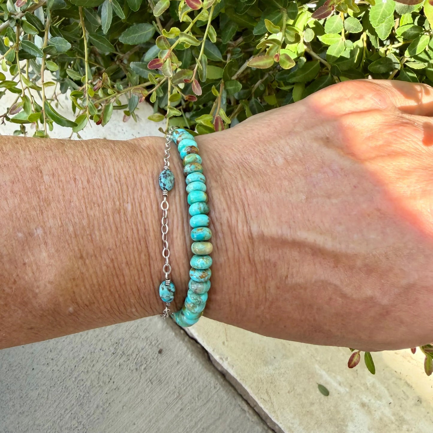 Kingman Turquoise Stretch Bracelet • Blue‑Green Brown Southwest Jewelry