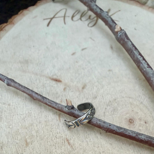 Floral Butterfly Sterling Silver Ear Cuff • Faux Conch • No Piercing • Minimalist Unisex Jewelry