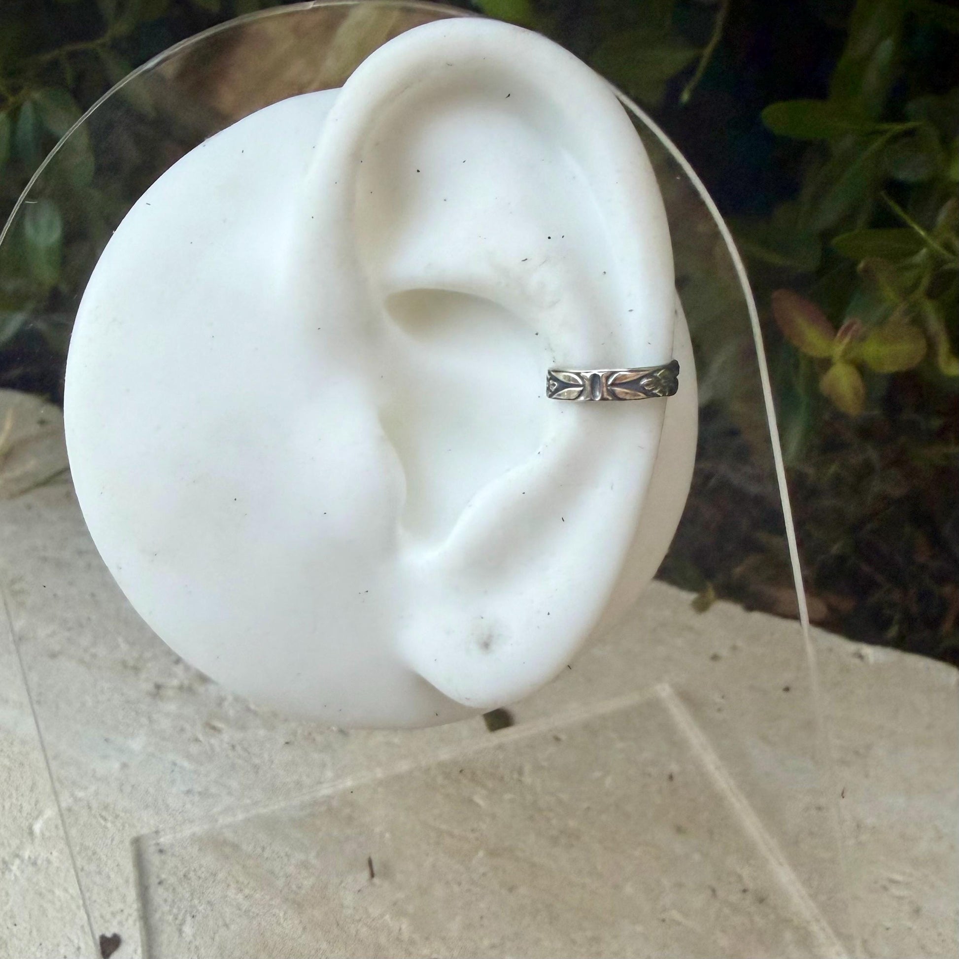 Floral Butterfly Sterling Silver Ear Cuff • Faux Conch • No Piercing • Minimalist Unisex Jewelry