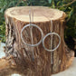 Rustic Sterling Silver Circle Dangle Earrings • Long Drop Style