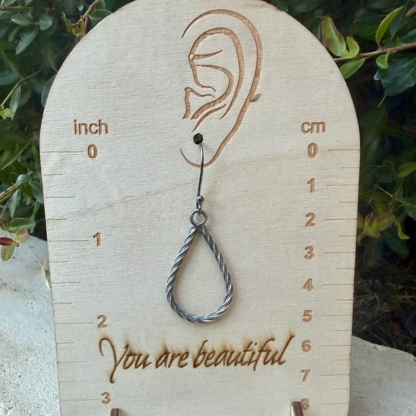 Sterling Silver Teardrop Drop Earrings – Rustic Twisted Wire Pattern