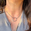 Sterling Silver Circle Necklace • Oxidized Silver Pendant • Everyday Minimalist