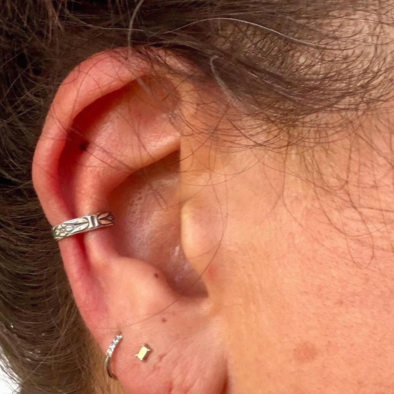 Floral Butterfly Sterling Silver Ear Cuff • Faux Conch • No Piercing • Minimalist Unisex Jewelry