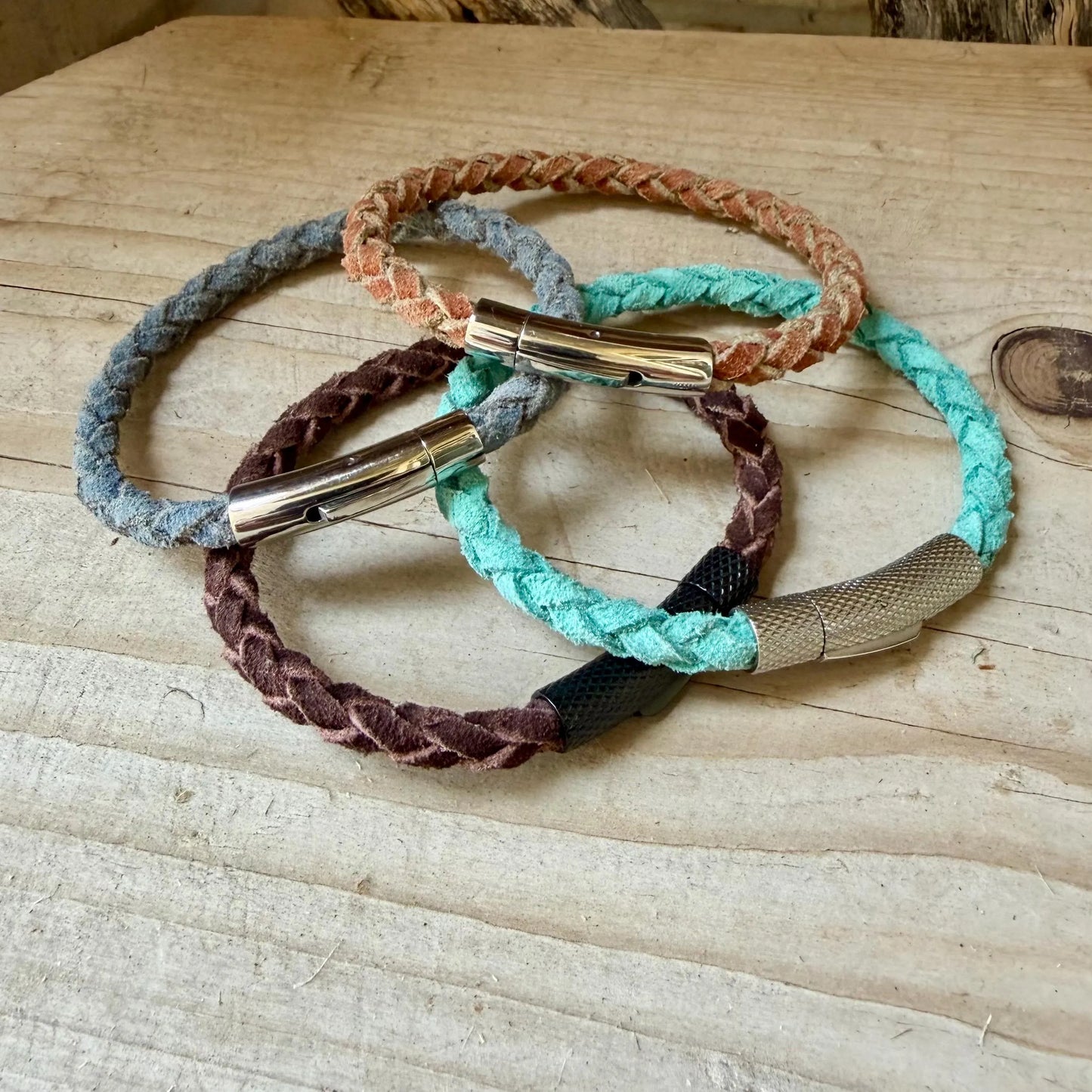5mm Braided Suede Leather Bracelet • Bayonet Clasp • Multiple Colors