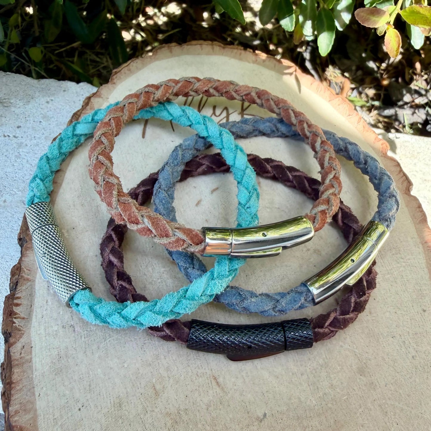 5mm Braided Suede Leather Bracelet • Bayonet Clasp • Multiple Colors