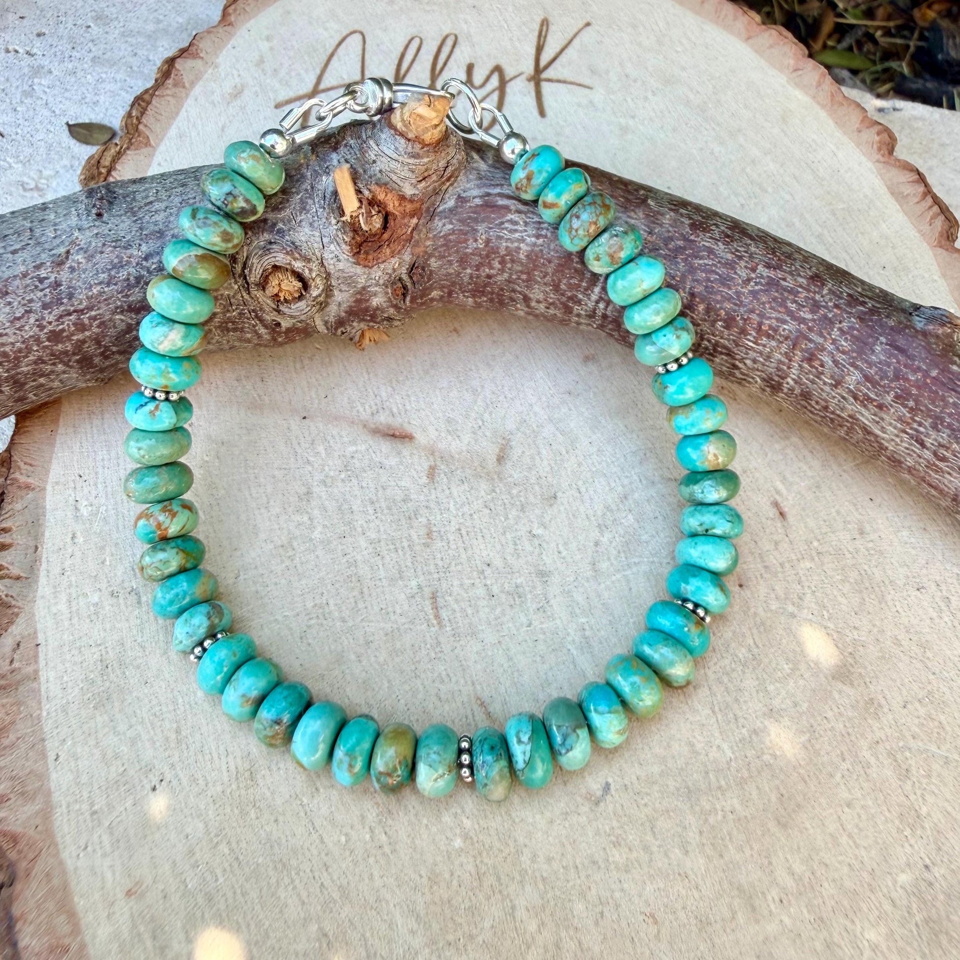 Kingman Green Turquoise Bracelet • Sterling Silver Southwest Style