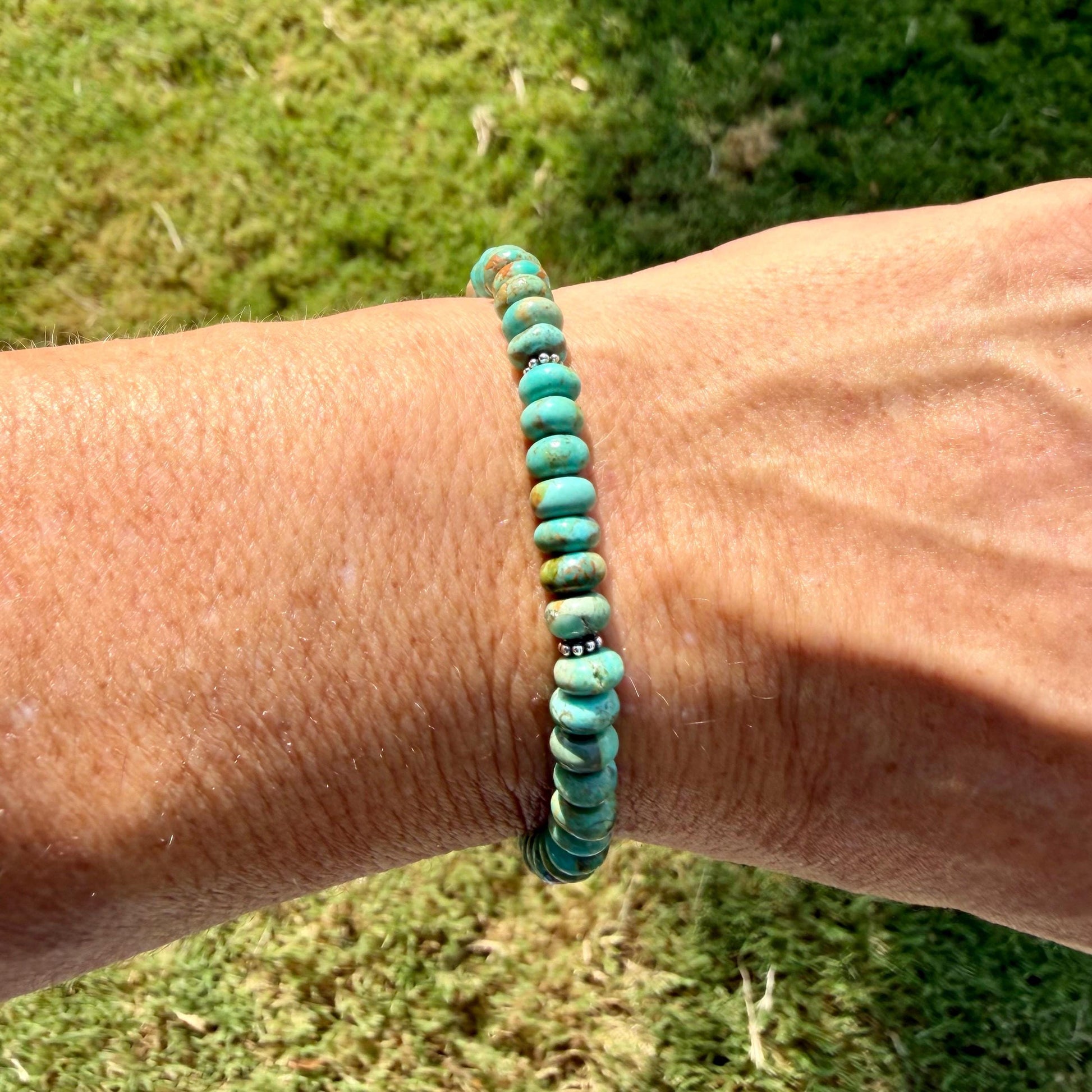 Kingman Green Turquoise Bracelet • Sterling Silver Southwest Style