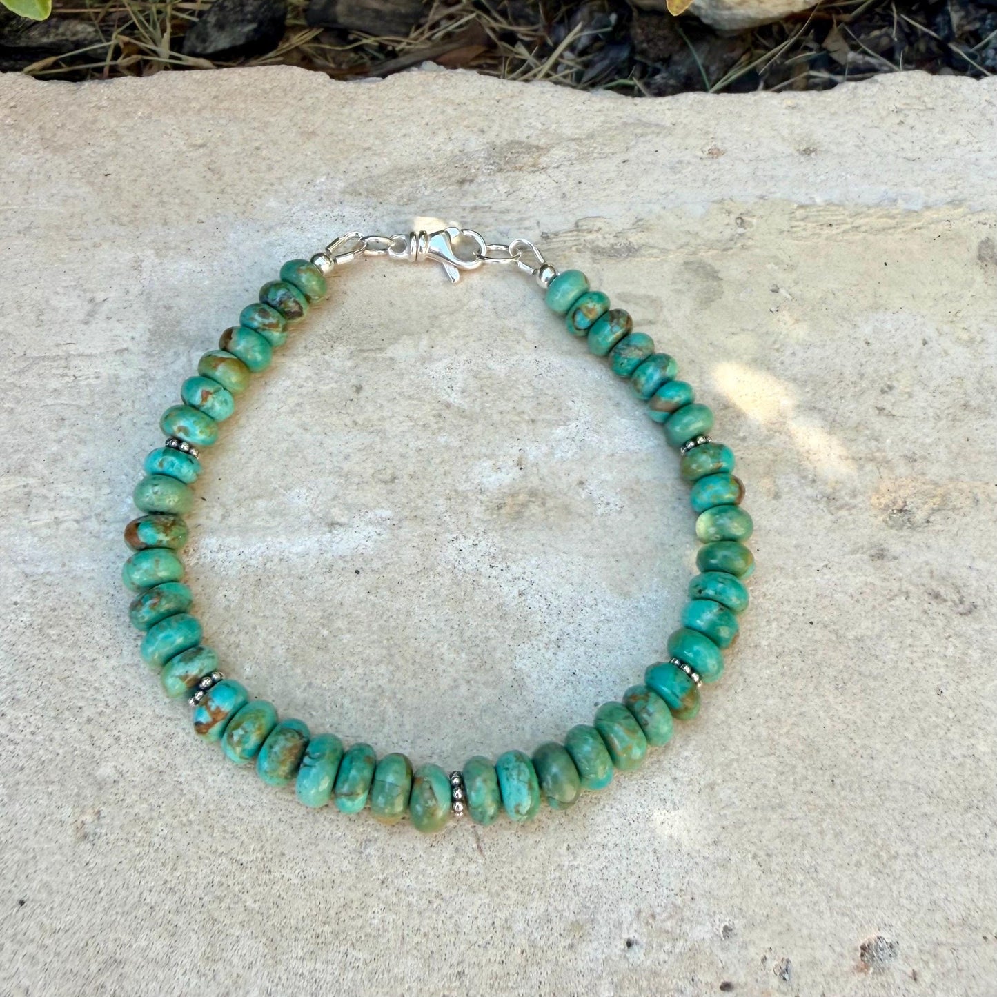 Kingman Green Turquoise Bracelet • Sterling Silver Southwest Style