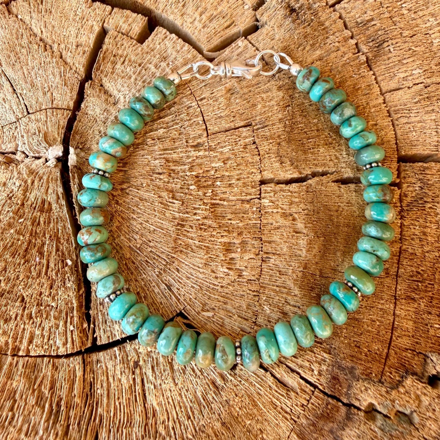 Kingman Green Turquoise Bracelet • Sterling Silver Southwest Style