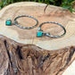 Turquoise Post Hoop Earrings • Sterling Silver • Kingman Blue or Green Square Turquoise
