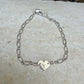 Mixed‑Metal Heart Bracelet • 14k Gold‑Filled Heart • Sterling Silver Chain • Dainty Jewelry