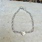 Mixed‑Metal Heart Bracelet • 14k Gold‑Filled Heart • Sterling Silver Chain • Dainty Jewelry