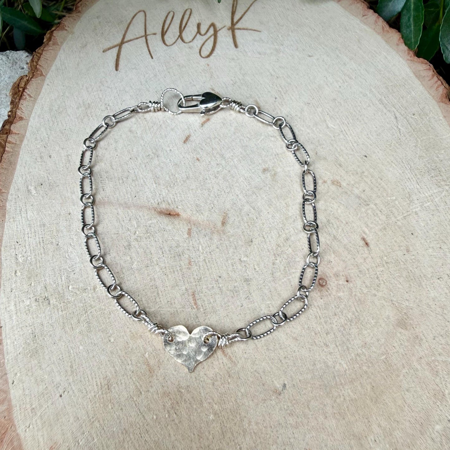 Mixed‑Metal Heart Bracelet • 14k Gold‑Filled Heart • Sterling Silver Chain • Dainty Jewelry