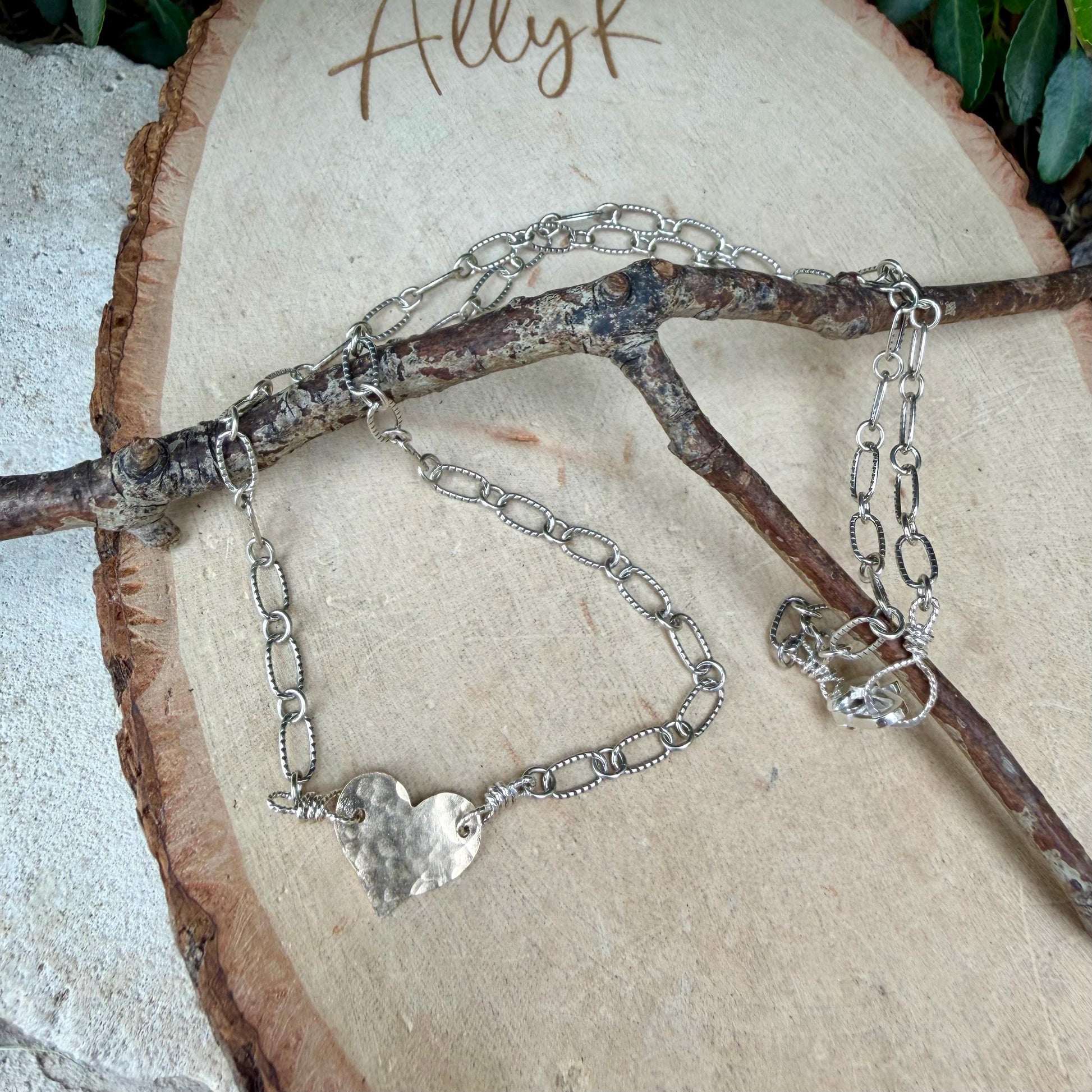 Mixed‑Metal Heart Necklace • 14kt Gold‑Filled Heart • Sterling Mariner Chain • Dainty Minimalist Choker