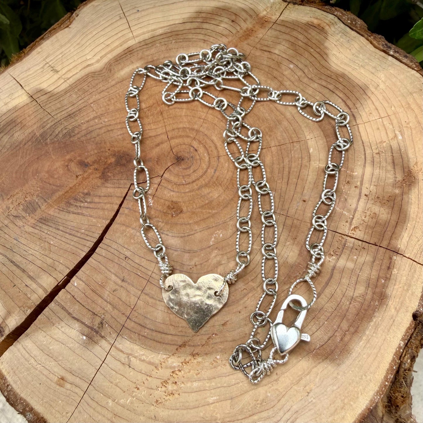 Mixed‑Metal Heart Necklace • 14kt Gold‑Filled Heart • Sterling Mariner Chain • Dainty Minimalist Choker