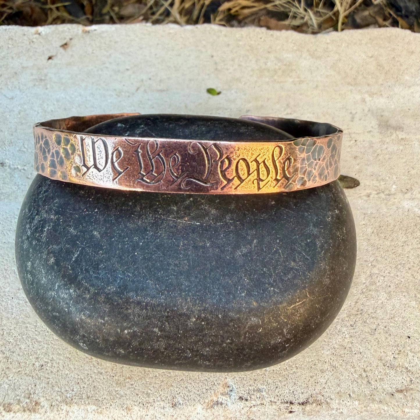 We The People Bracelet• Hand‑Forged Hammered Raw Copper Cuff