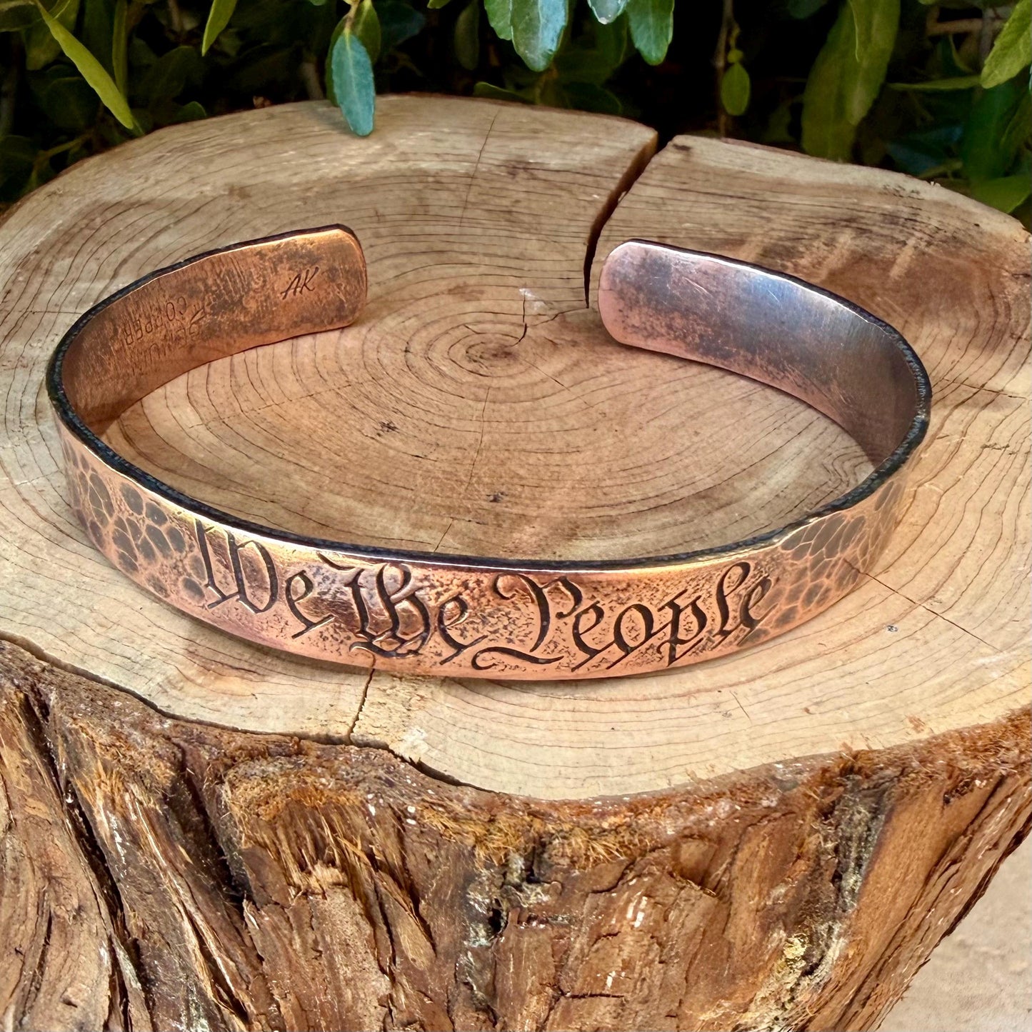 We The People Bracelet• Hand‑Forged Hammered Raw Copper Cuff