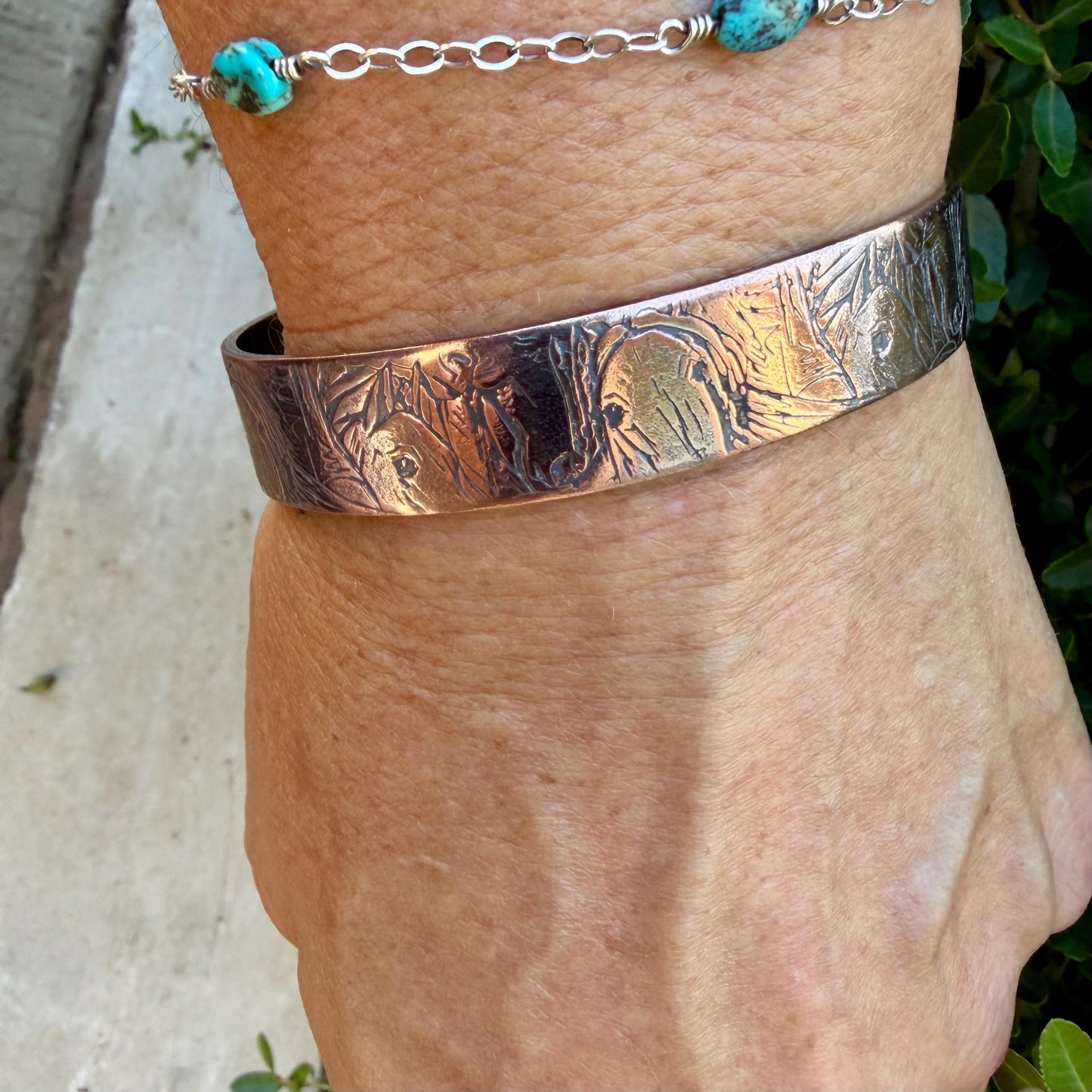 Horse Embossed Copper Cuff • Rustic Raw Copper Bracelet • Hand‑Forged Southwestern Jewelry