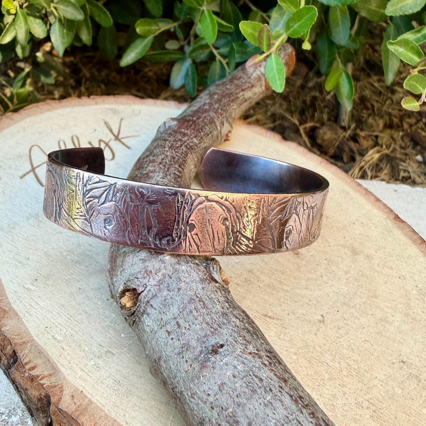 Horse Embossed Copper Cuff • Rustic Raw Copper Bracelet • Hand‑Forged Southwestern Jewelry
