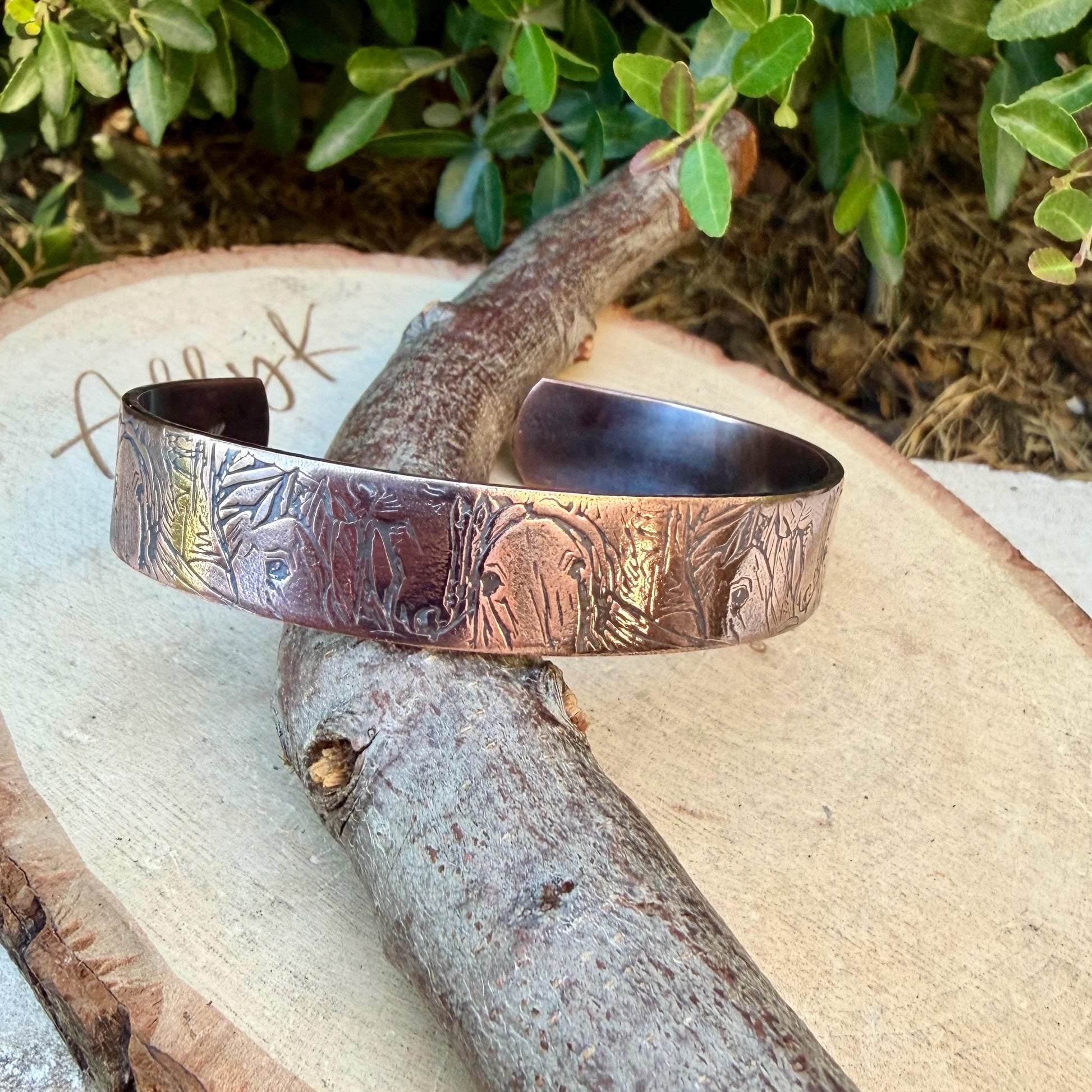 Horse Embossed Copper Cuff • Rustic Raw Copper Bracelet • Hand‑Forged Southwestern Jewelry