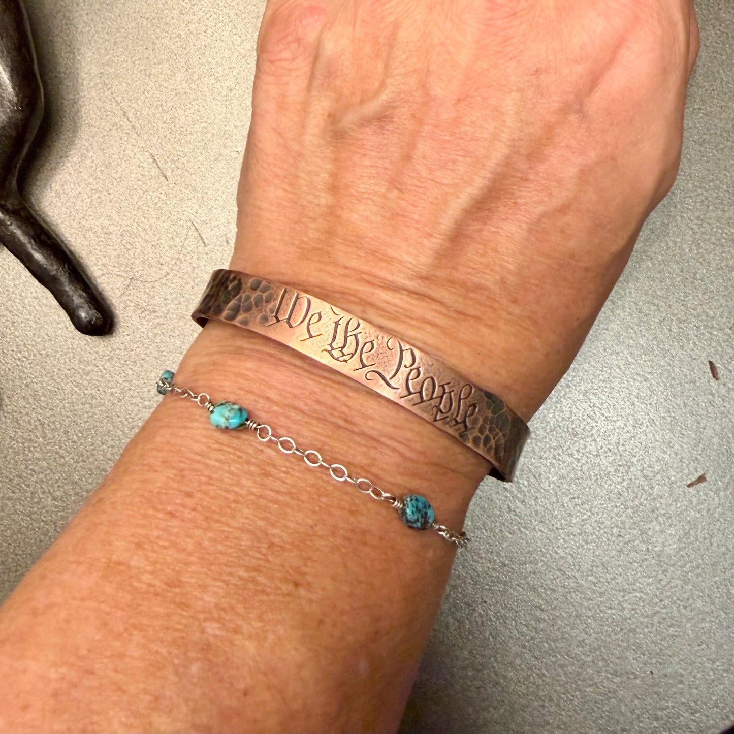 We The People Bracelet• Hand‑Forged Hammered Raw Copper Cuff