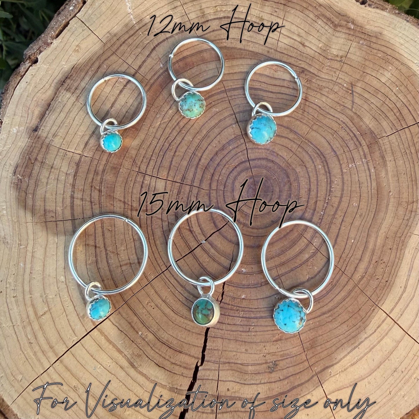Sterling Silver Sleeper Hoop Earrings • Minimalist Hoops with Optional Kingman Turquoise Dangle