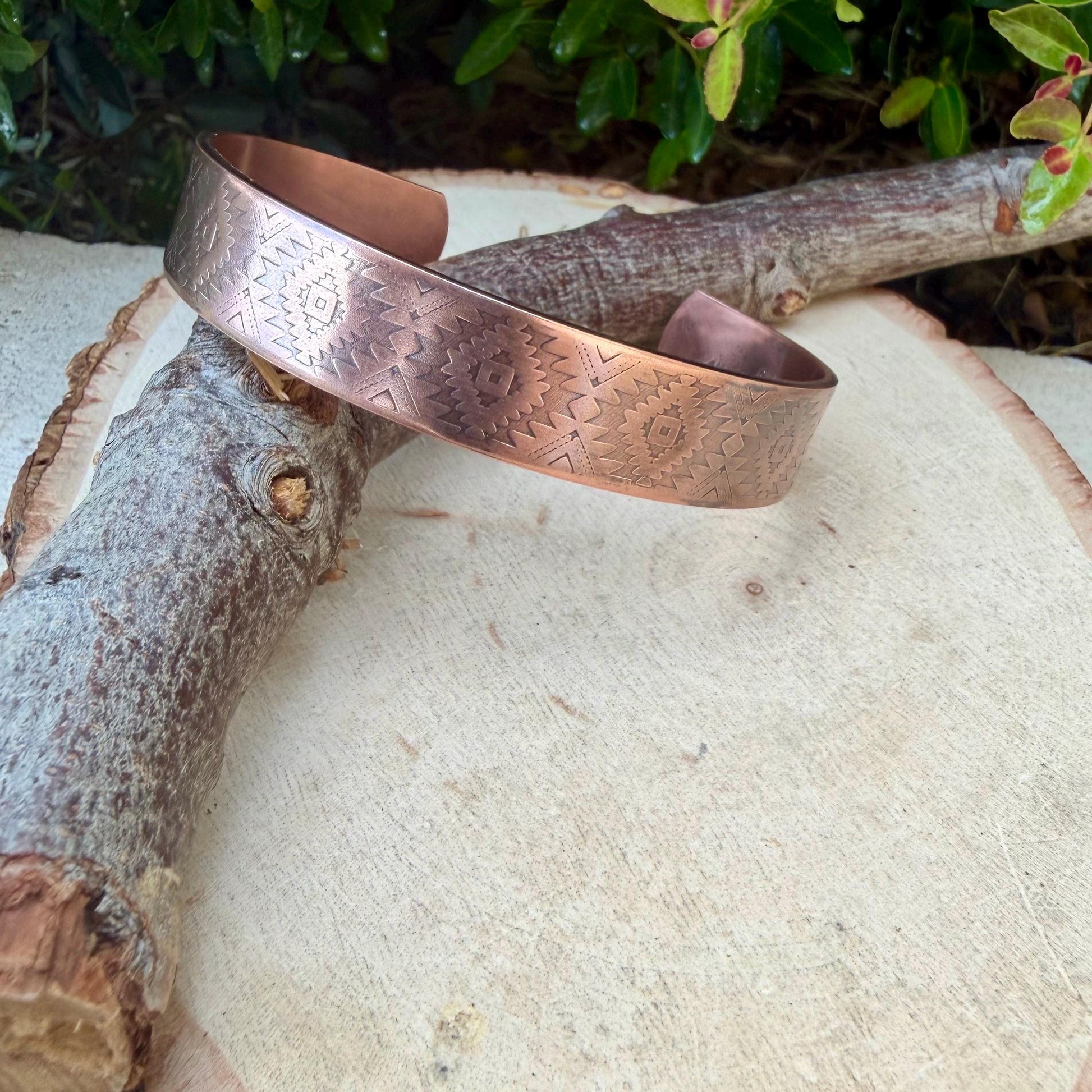 Southwest Copper Embossed Cuff • Raw Copper Bracelet • Hand‑Forged Western Jewelry
