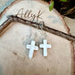 White Turquoise Howlite Cross Earrings • Sterling Silver Southwestern Jewelry