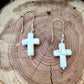 White Turquoise Howlite Cross Earrings • Sterling Silver Southwestern Jewelry