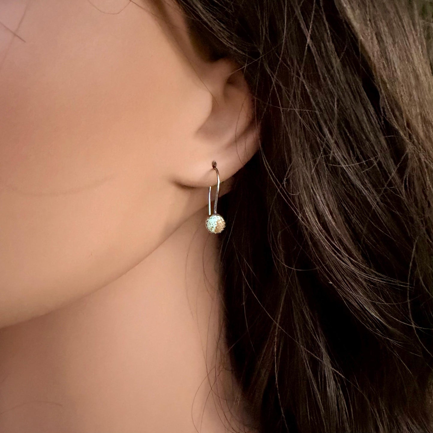 Number 8 Turquoise Dangle Earrings • 6mm Cabochon Drop • Sterling or Argentium Silver