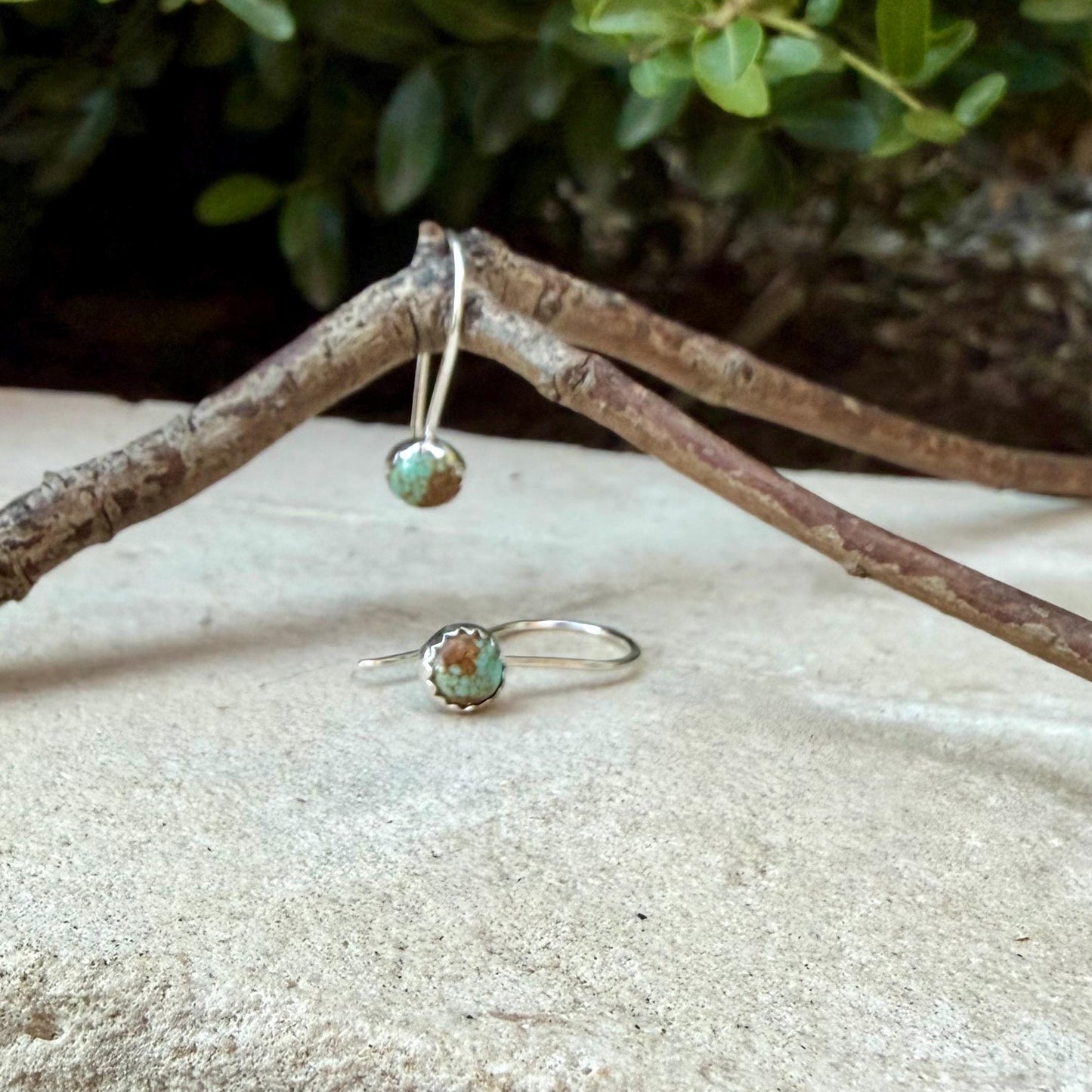 Number 8 Turquoise Dangle Earrings • 6mm Cabochon Drop • Sterling or Argentium Silver