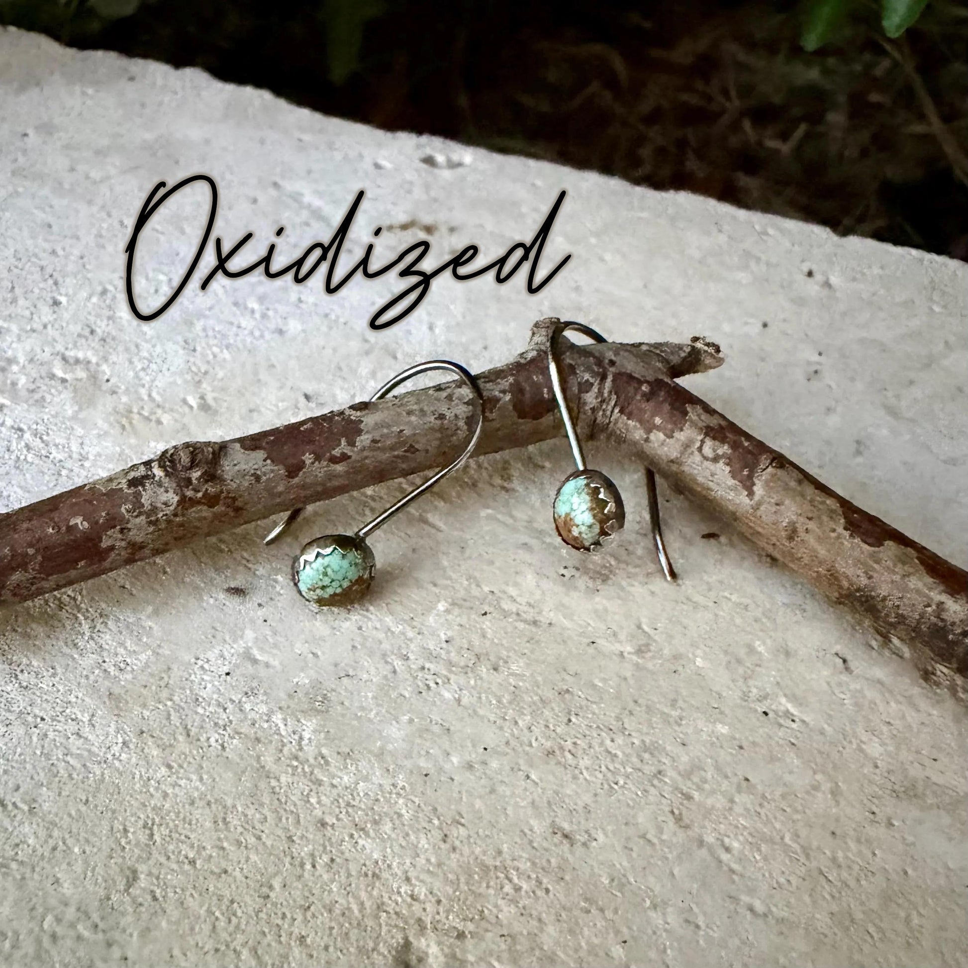 Number 8 Turquoise Dangle Earrings • 6mm Cabochon Drop • Sterling or Argentium Silver