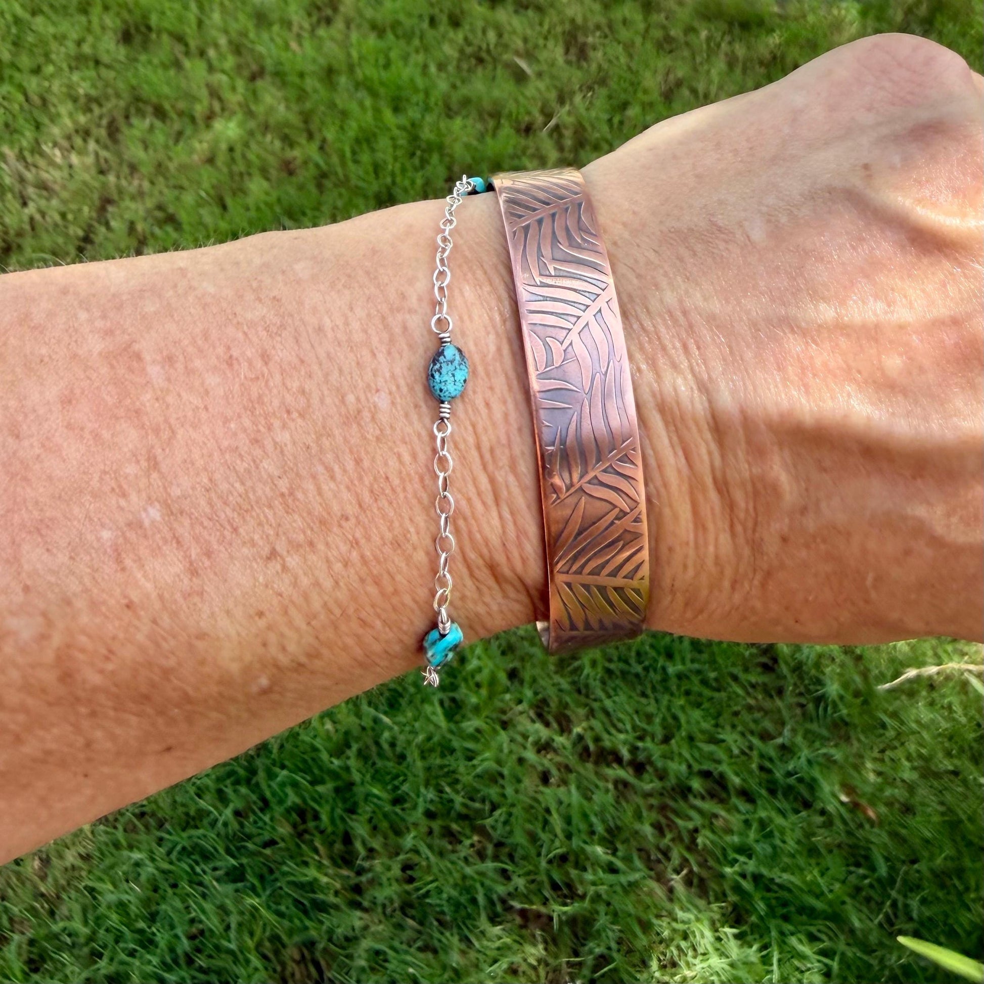 Leaves Embossed Copper Cuff • Rustic Raw Copper Bracelet • Hand‑Forged Southwestern Jewelry