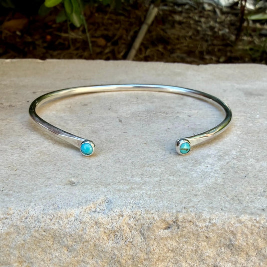 Dainty Kingman Turquoise Cuff • Sterling Silver • Minimal Southwest Bracelet