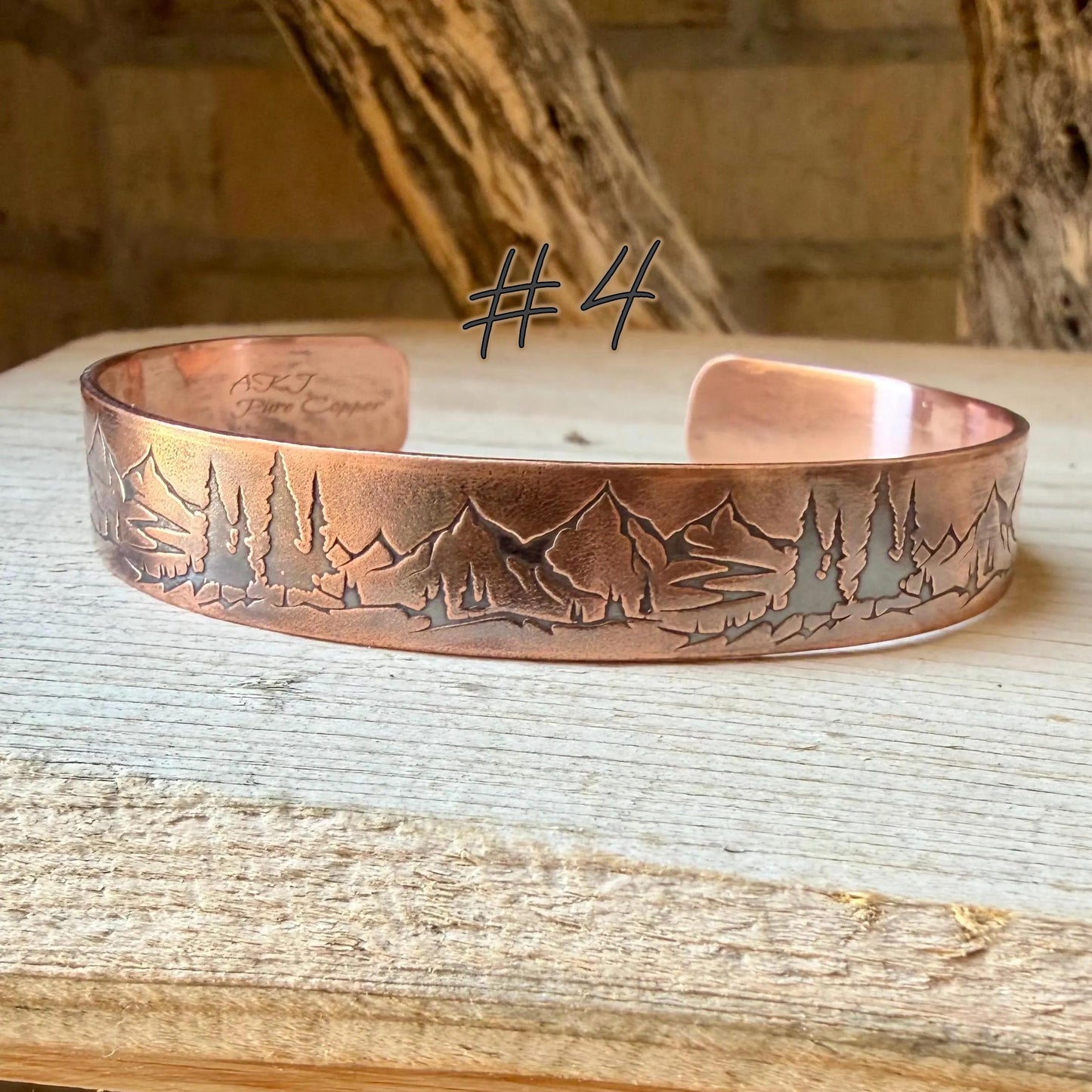 Rustic Mountains Copper Cuff • Hand‑Forged Raw Copper Bracelet
